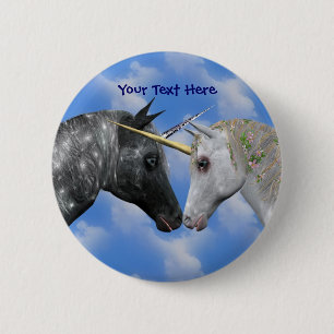 Kissing Unicorns Fantasy Button