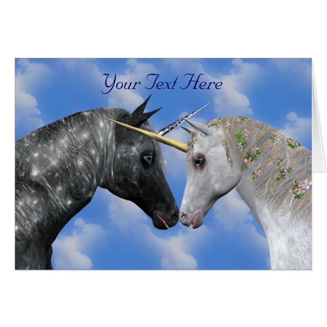 Kissing Unicorns Fantasy Card (Front Horizontal)