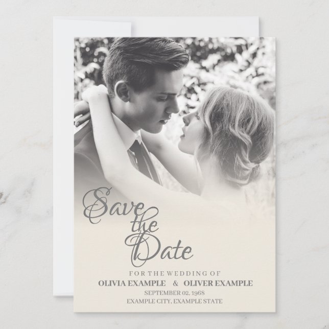 Kissing wedding couple in monochrome (Front)