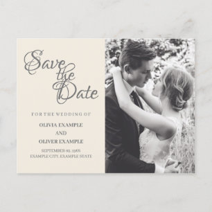 Kissing wedding couple in monochrome holiday postcard