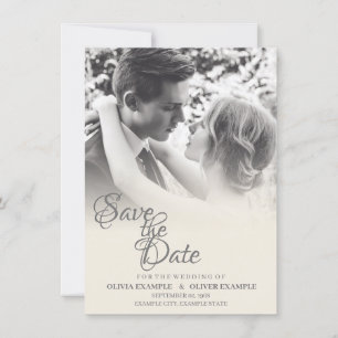 Kissing Wedding Couple in Monochrome Invitation