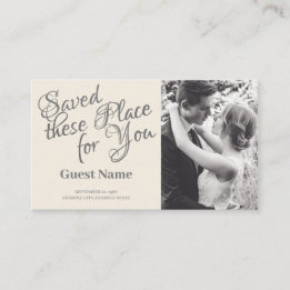 Kissing Wedding Couple in Monochrome Place Card