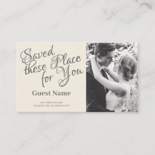 Kissing Wedding Couple in Monochrome Place Card