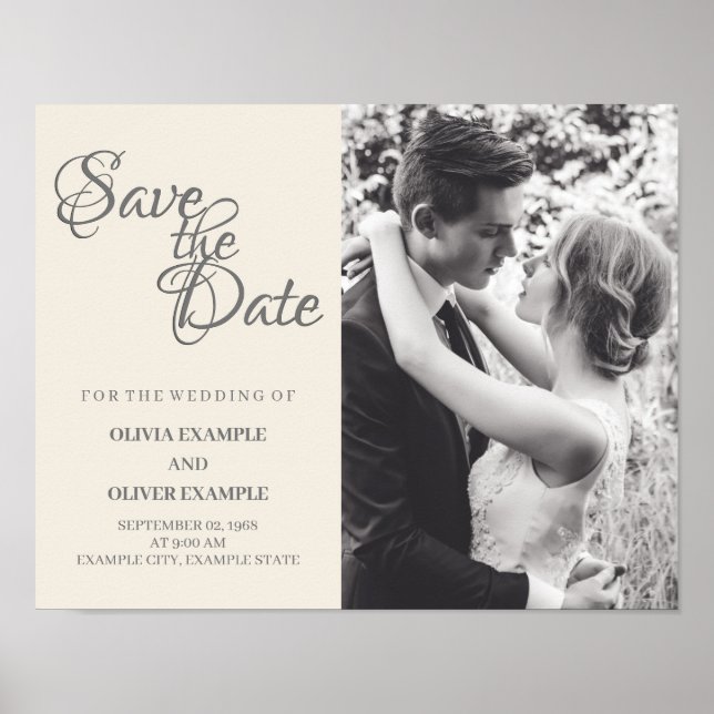 Kissing wedding couple in monochrome poster (Front)