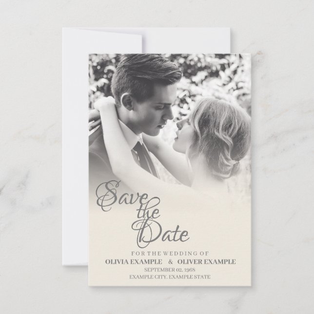 Kissing Wedding Couple in Monochrome RSVP Card (Front)