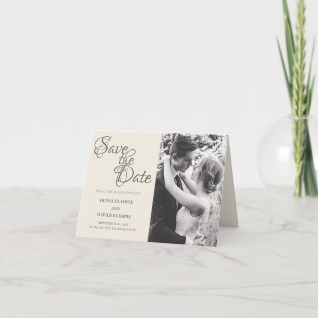 Kissing wedding couple in monochrome thank you card (Front)