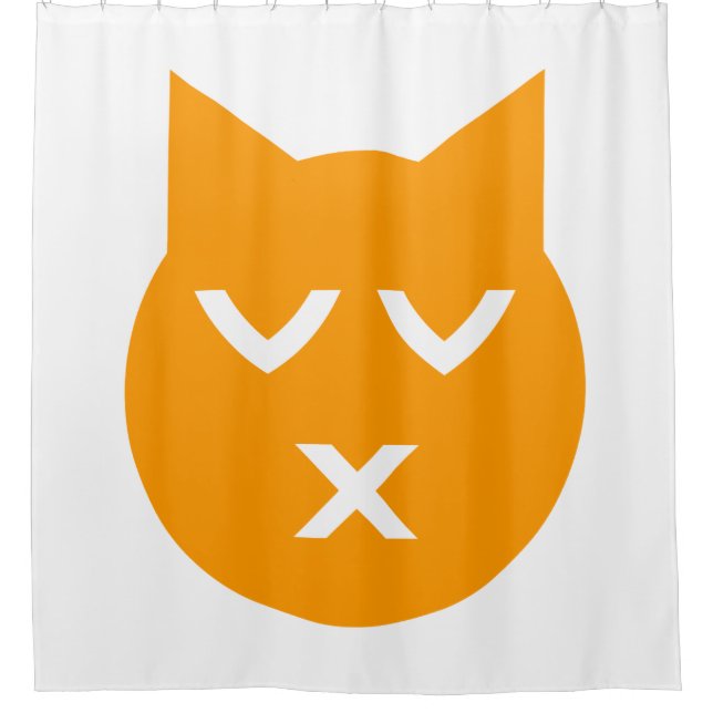 Kissing with Closed Eyes Emoji Cat Shower Curtain (Front)