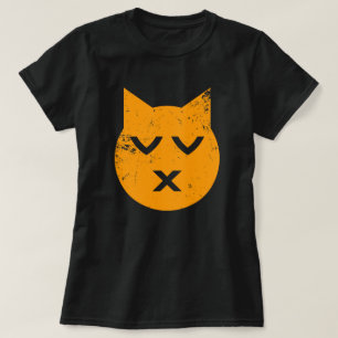 Kissing with Closed Eyes Grunge Cat Emoji T-Shirt