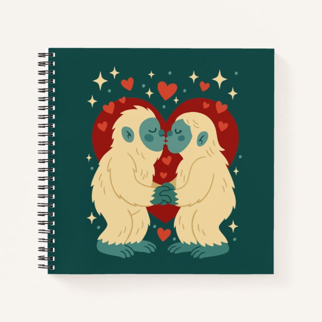 Kissing Yeti's Cryptid Valentine's Day Notebook (Front)
