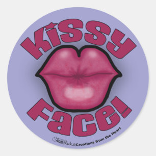 Kissy Face Lips Classic Round Sticker