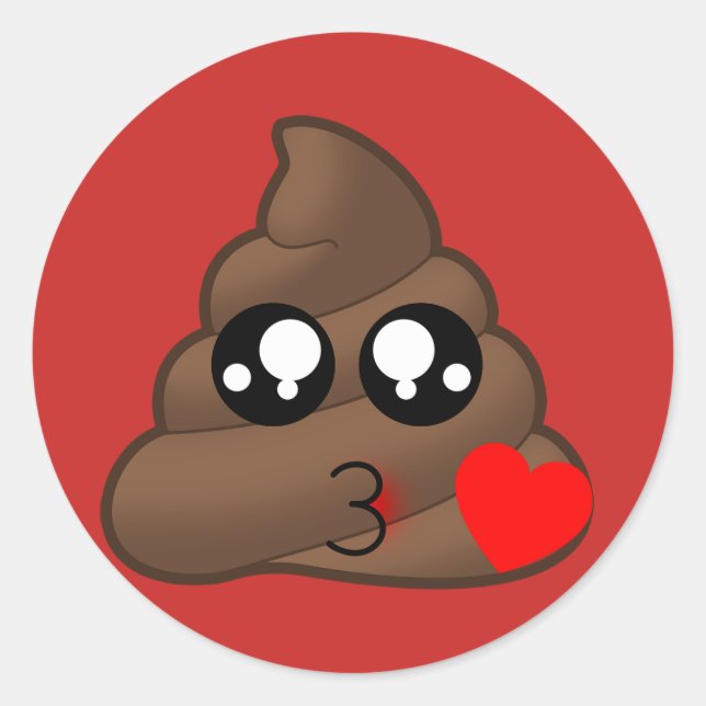 Kissy Face Love Poop Emoji Stickers (red) (Front)