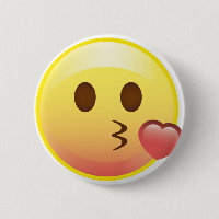 Kissy Heart Happy Kiss Emoji Face Button