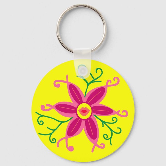 Kissy lips flower key ring (Front)