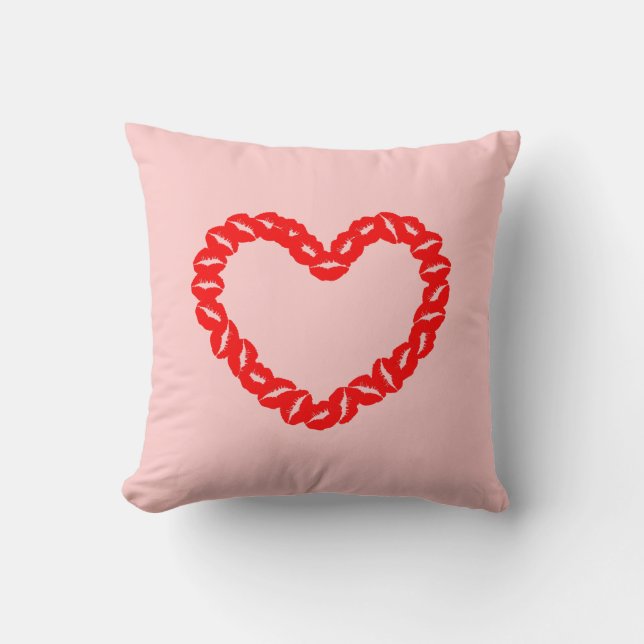 Kissy Lips Hearts Cushion (Front)