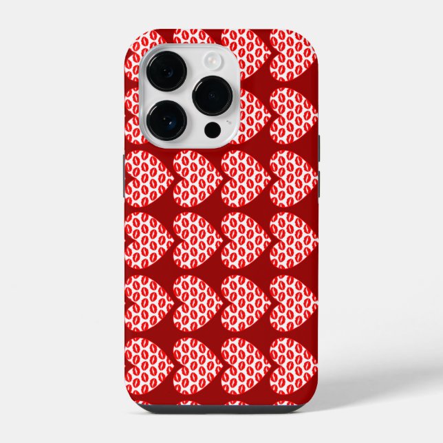 Kissy Lips Hearts iPhone Case (Back)