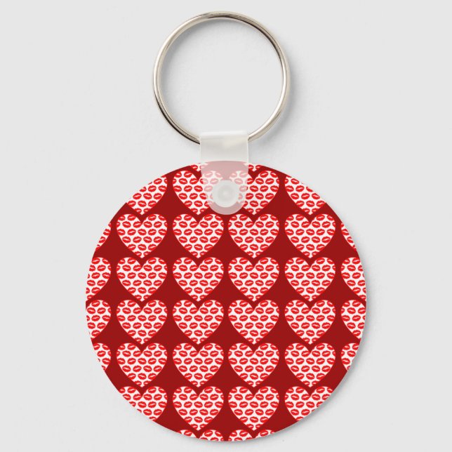 Kissy Lips Hearts Key Ring (Front)