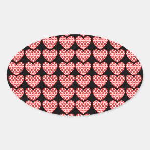 Kissy Lips Hearts Oval Sticker
