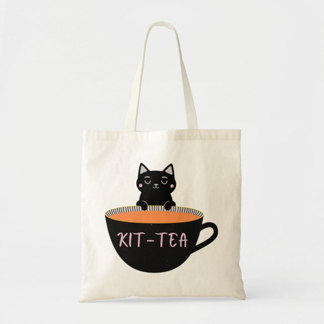 KIT-TEA BLACK CAT TOTE BAG (Front)