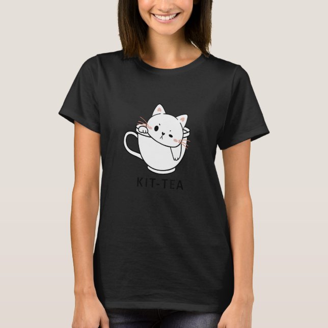 Kit Tea Cat Cute And  Cat Tea T-Shirt (Front)