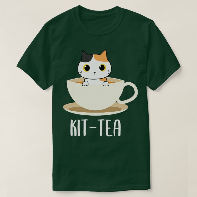 Kit Tea Cat Funny Cat Lover T-Shirt (Design Front)