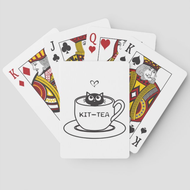 Kit-Tea Cat Funny Pun Playing Cards (Back)