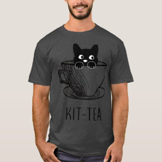 Kit-Tea Cat Lover, Cute And Funny Black Cat  T-Shirt