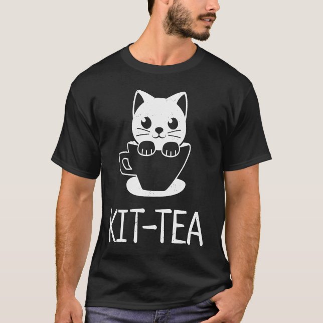 Kit Tea Cute Kitten And Cat T-Shirt (Front)