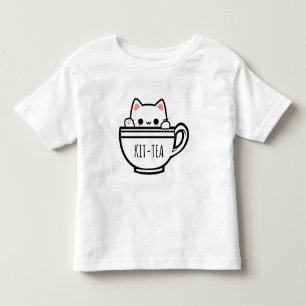 Kit Tea Funny Cat Pun Kawaii Cat Toddler T-Shirt