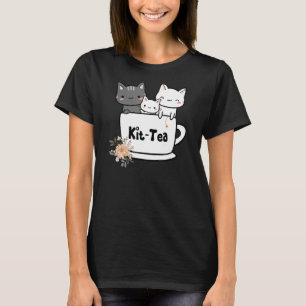 Kit Tea  Kitty Cat   Family Cats in Tea Cup T-Shirt