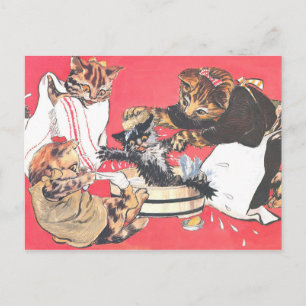 Kitazawa Rakuten nekono gyouzui 1914 Postcard