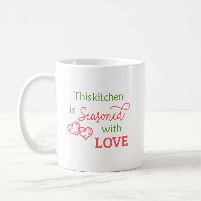 Kitcheen seasoned with Love Design Coffee Mug Cup (Left)