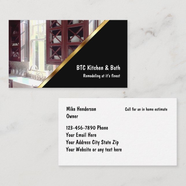 Kitchen And Bath Remodeling Business Card (Front/Back)