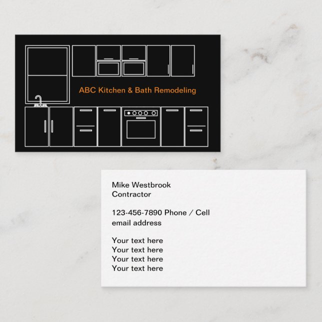 Kitchen And Bath Remodeling Service Business Card (Front/Back)