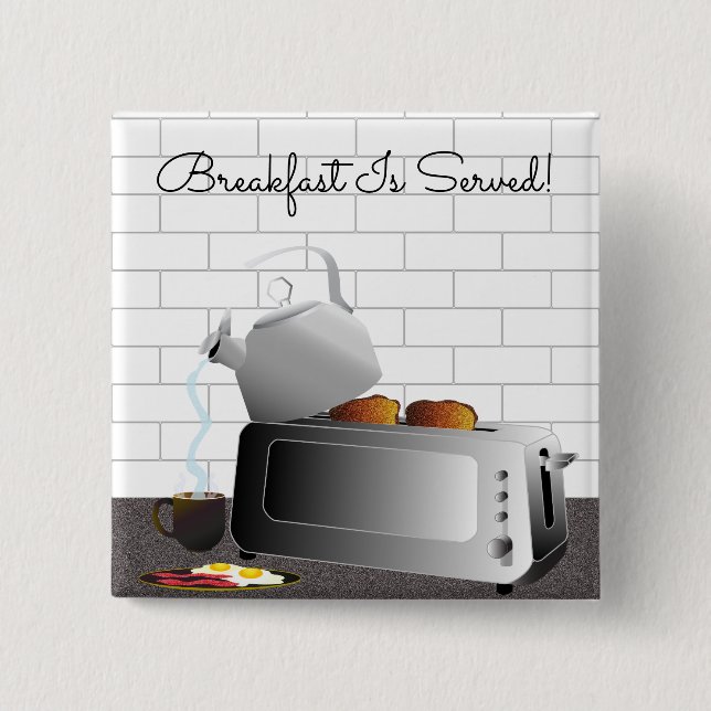 Kitchen Appliances Breakfast Funny 15 Cm Square Badge (Front)