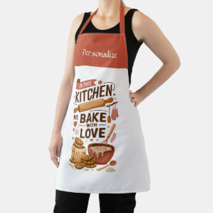 Kitchen Bake With Love Quote Personalized Gift Apron