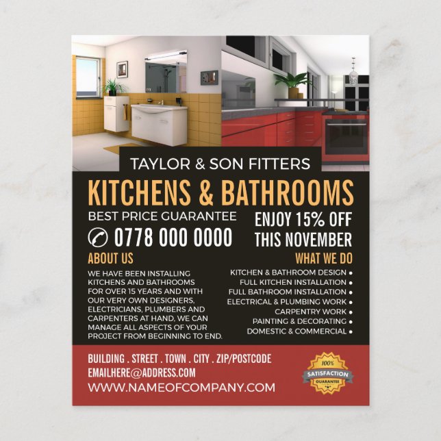 Kitchen & Bathroom Design, Kitchen/Bathroom Fitter Flyer (Front)