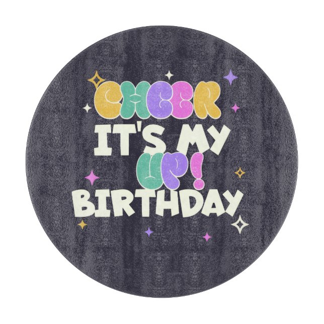 KITCHEN BIRTHDAY CHEER UP ROUND CUTTING BOARD  (Front)