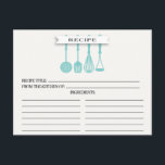 Kitchen Blue Utensils Bridal Shower Recipe Cards<br><div class="desc">Modern Bridal Shower Kitchen Utensils Recipe Cards featuring a blue slotted spoon, spatula, whisk & masher with a stylish banner showcasing the text "recipe" set on a white background. The front of our recipe card offers room for a recipe title, from the kitchen of and ingredients space. Flip our recipe...</div>