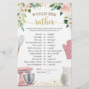 Kitchen Bridal Shower Would She Rather Games