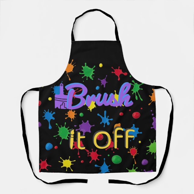 Kitchen "Brush It Off" Colourful Paint Splash Craf Apron (Front)