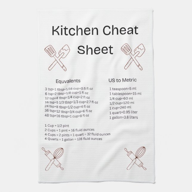 Kitchen Cheat Sheet Towel (Vertical)