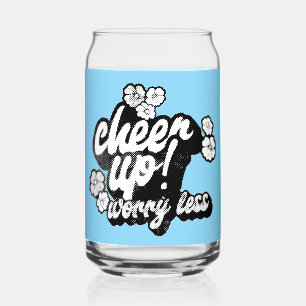 KITCHEN CHEER UP WORRY LESS PRINTED GLASS CAN
