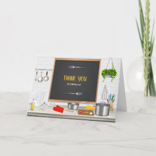 Kitchen Chef Cooking Birthday Party Thank You Card
