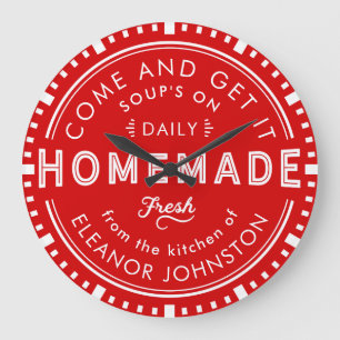 Kitchen Clock Homemade Retro Custom Color and Text