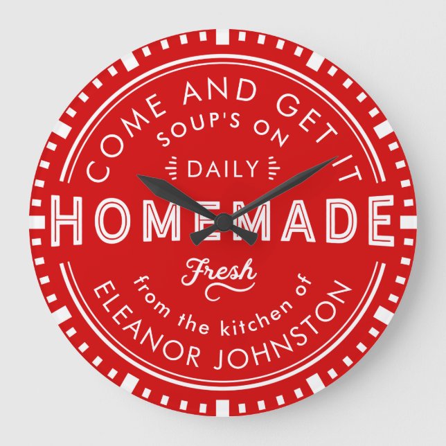 Kitchen Clock Homemade Retro Custom Color and Text (Front)