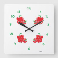 Kitchen Clock : Red Peppers