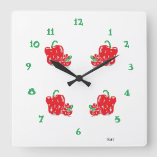 Kitchen Clock : Red Peppers