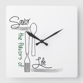 Kitchen Clock, Savor the Flavors of Life Square Wall Clock