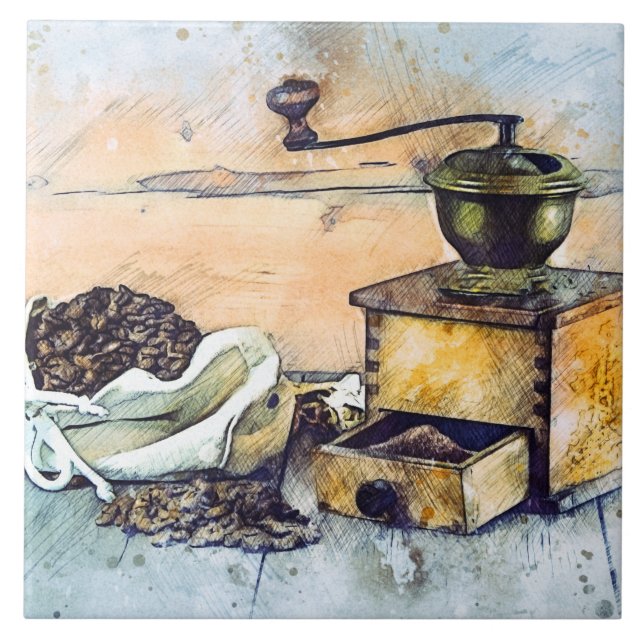 Kitchen Coffee Grinder Kitchen Food Art 6" Ceramic Tile (Front)