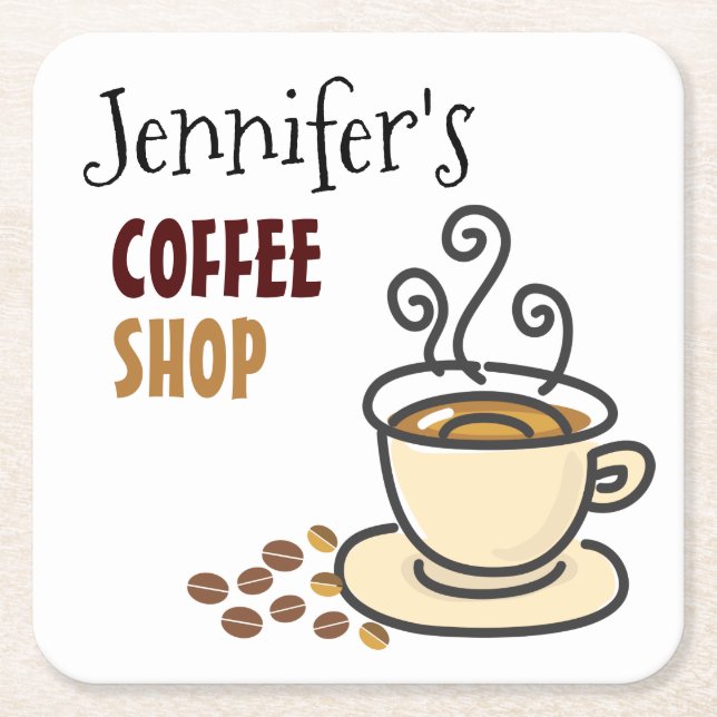 Kitchen Coffee Shop Personalised Paper Coaster (Front)